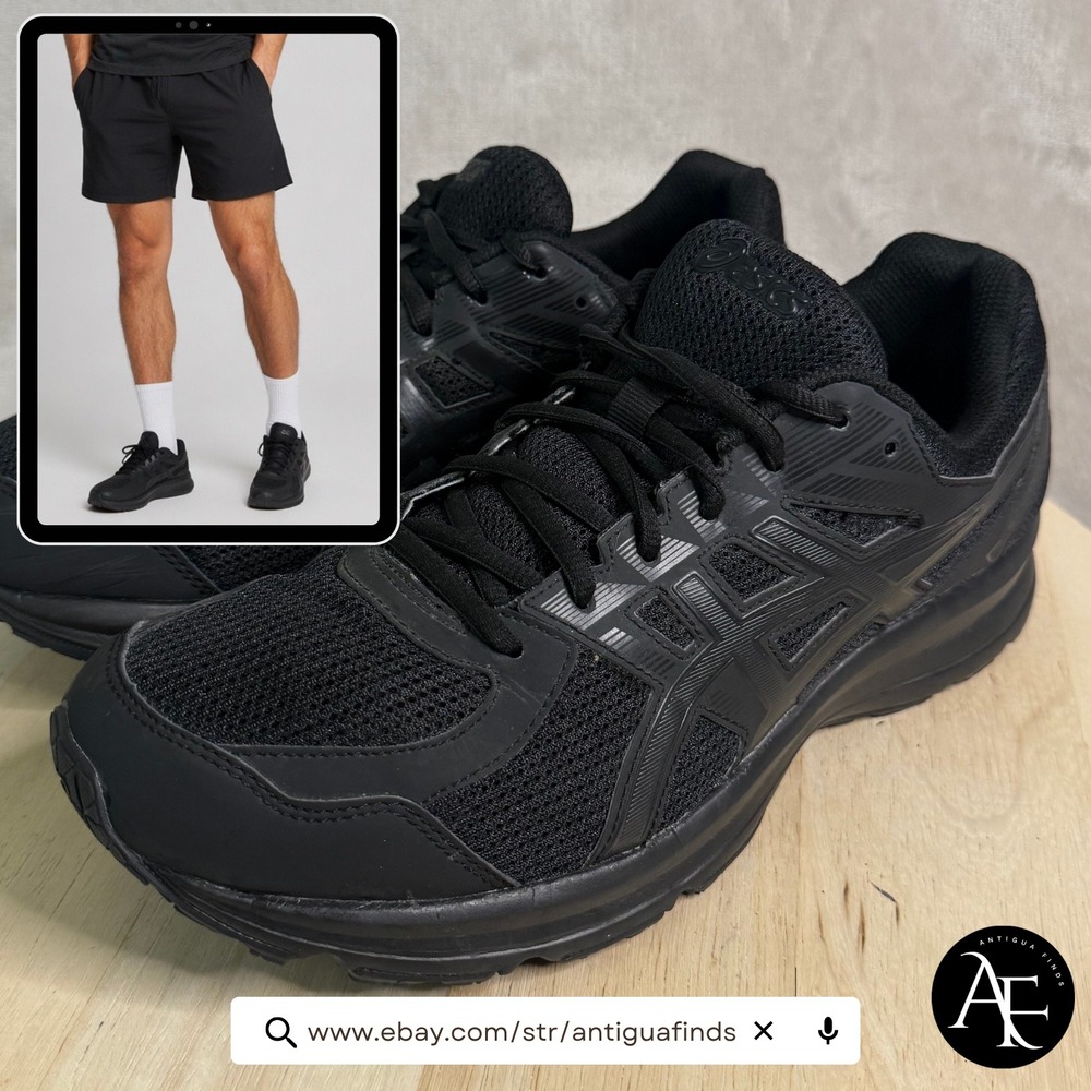 Asics Jolt Mens Running Shoes Triple Black Wide 4E T7K4N Size 9.5